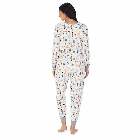 Women's Cuddl Duds® Velour Fleece V-Neck Pajama Top And Banded Bottom Pajama Pants Sleep Set Mint Dogs 2 Women's Cuddl Duds® Velour Fleece V-Neck Pajama Top And Banded Bottom Pajama Pants Sleep Set Mint Dogs - Image 2