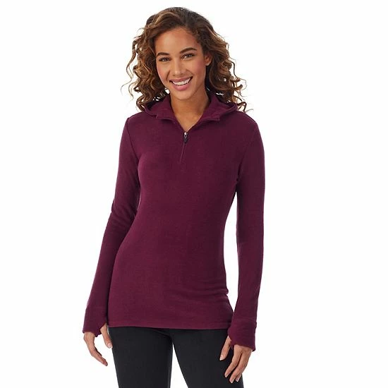 Women's Cuddl Duds® Fleecewear With Stretch Long Sleeve Half Zip Hoodie Black 1 Women's Cuddl Duds® Fleecewear With Stretch Long Sleeve Half Zip Hoodie Black