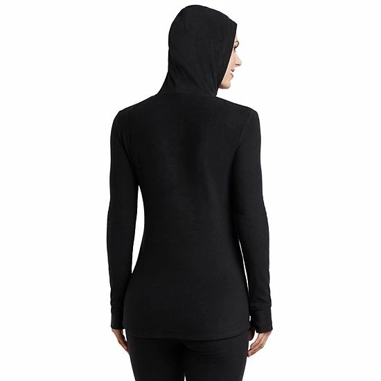 Women's Cuddl Duds® Fleecewear With Stretch Long Sleeve Half Zip Hoodie Black 2 Women's Cuddl Duds® Fleecewear With Stretch Long Sleeve Half Zip Hoodie Black - Image 2