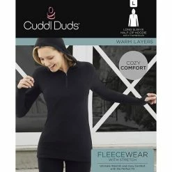 Women's Cuddl Duds® Fleecewear With Stretch Long Sleeve Half Zip Hoodie Black 9 Women's Cuddl Duds® Fleecewear With Stretch Long Sleeve Half Zip Hoodie Black -Cuddl Duds Shop unnamed file 1067