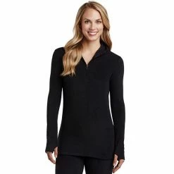 Women's Cuddl Duds® Fleecewear With Stretch Long Sleeve Half Zip Hoodie Black 13 Women's Cuddl Duds® Fleecewear With Stretch Long Sleeve Half Zip Hoodie Black -Cuddl Duds Shop unnamed file 1071