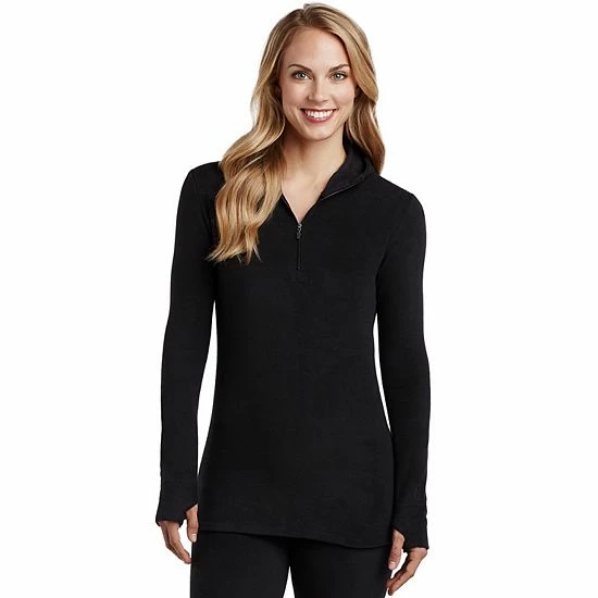 Women's Cuddl Duds® Fleecewear With Stretch Long Sleeve Half Zip Hoodie Black 7 Women's Cuddl Duds® Fleecewear With Stretch Long Sleeve Half Zip Hoodie Black - Image 7