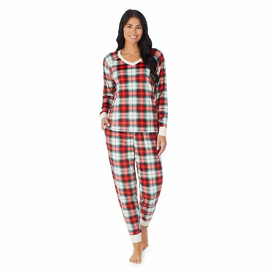 Women's Cuddl Duds® Velour Fleece V-Neck Pajama Top And Banded Bottom Pajama Pants Sleep Set Mint Dogs 6 Women's Cuddl Duds® Velour Fleece V-Neck Pajama Top And Banded Bottom Pajama Pants Sleep Set Mint Dogs - Image 6