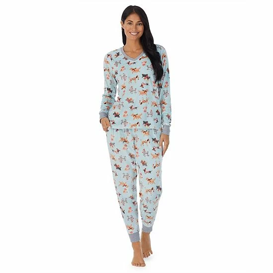 Women's Cuddl Duds® Velour Fleece V-Neck Pajama Top And Banded Bottom Pajama Pants Sleep Set Mint Dogs 7 Women's Cuddl Duds® Velour Fleece V-Neck Pajama Top And Banded Bottom Pajama Pants Sleep Set Mint Dogs - Image 7