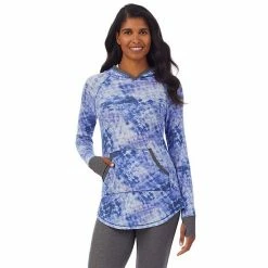 Women's Cuddl Duds® Long Sleeve Stretch Thermal Hooded Tunic Top Seagrass Fairisle -Cuddl Duds Shop unnamed file 1108