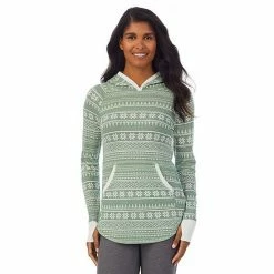 Women's Cuddl Duds® Long Sleeve Stretch Thermal Hooded Tunic Top Seagrass Fairisle -Cuddl Duds Shop unnamed file 1112