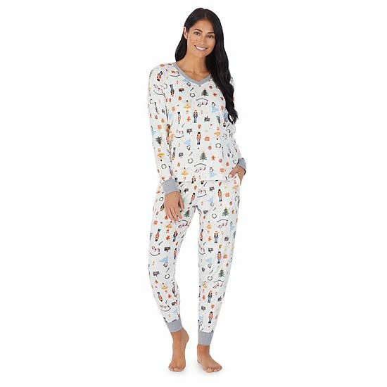 Women's Cuddl Duds® Velour Fleece V-Neck Pajama Top And Banded Bottom Pajama Pants Sleep Set Mint Dogs 9 Women's Cuddl Duds® Velour Fleece V-Neck Pajama Top And Banded Bottom Pajama Pants Sleep Set Mint Dogs - Image 9
