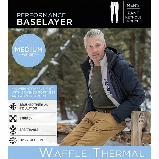 Men's Cuddl Duds® Midweight Waffle Thermal Performance Baselayer Pants Charcoal Heather 3 Men's Cuddl Duds® Midweight Waffle Thermal Performance Baselayer Pants Charcoal Heather - Image 3