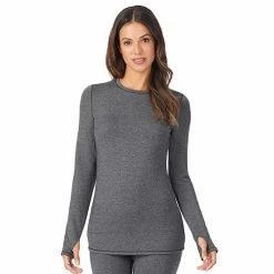 Women's Cuddl Duds® Ultra Cozy Long Sleeve Crewneck Top Charcoal Heather -Cuddl Duds Shop unnamed file 1194