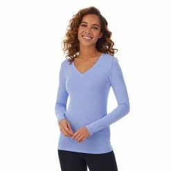 Women's Cuddl Duds® Softwear With Stretch Long Sleeve V-Neck Top Peri -Cuddl Duds Shop unnamed file 120