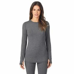 Women's Cuddl Duds® Ultra Cozy Long Sleeve Crewneck Top Charcoal Heather -Cuddl Duds Shop unnamed file 1201
