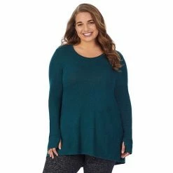 Plus Size Cuddl Duds® Soft Knit Long Sleeve Tunic Top Blue Misty Forest -Cuddl Duds Shop unnamed file 1233