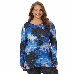 Plus Size Cuddl Duds® Soft Knit Long Sleeve Tunic Top Blue Misty Forest -Cuddl Duds Shop unnamed file 1235