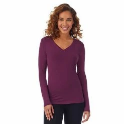 Women's Cuddl Duds® Softwear With Stretch Long Sleeve V-Neck Top Peri -Cuddl Duds Shop unnamed file 124