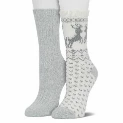 Women's Cuddl Duds® 2-Pack Plushfill* Reindeer Fair Isle Crew Socks Black -Cuddl Duds Shop unnamed file 1241
