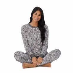 Petite Cuddl Duds® Kangaroo Pocket Pajama Top And Banded Bottom Pajama Pants Sleep Set Grey Heather Fairisle -Cuddl Duds Shop unnamed file 1249