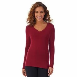 Women's Cuddl Duds® Softwear With Stretch Long Sleeve V-Neck Top Peri -Cuddl Duds Shop unnamed file 125