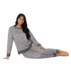 Petite Cuddl Duds® Kangaroo Pocket Pajama Top And Banded Bottom Pajama Pants Sleep Set Grey Heather Fairisle -Cuddl Duds Shop unnamed file 1251