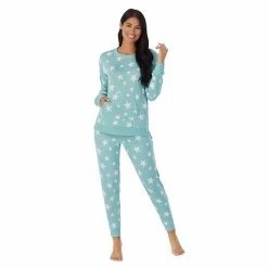 Petite Cuddl Duds® Kangaroo Pocket Pajama Top And Banded Bottom Pajama Pants Sleep Set Grey Heather Fairisle -Cuddl Duds Shop unnamed file 1254