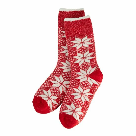 Women's Cuddl Duds Snowflake Cozy Lined Lounge Slipper Socks Black 2 Women's Cuddl Duds Snowflake Cozy Lined Lounge Slipper Socks Black - Image 2