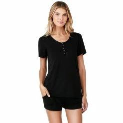 Women's Cuddl Duds® Pajamas: Essential Sleep Tee & Boxers Set Navy Heather -Cuddl Duds Shop unnamed file 1277