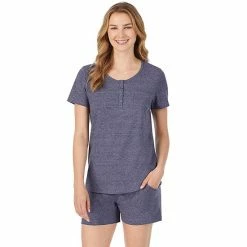 Women's Cuddl Duds® Pajamas: Essential Sleep Tee & Boxers Set Navy Heather -Cuddl Duds Shop unnamed file 1279