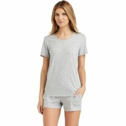 Women's Cuddl Duds® Pajamas: Essential Sleep Tee & Boxers Set Navy Heather -Cuddl Duds Shop unnamed file 1282