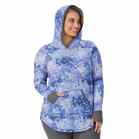 Plus Size Cuddl Duds® Long Sleeve Stretch Thermal Hooded Tunic Top Gray Buffalo Check 5 Plus Size Cuddl Duds® Long Sleeve Stretch Thermal Hooded Tunic Top Gray Buffalo Check - Image 5