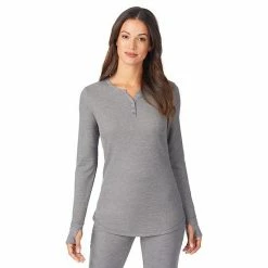 Women's Cuddl Duds® Long Sleeve Split V-Neck Stretch Thermal Top Grey Buffalo Check -Cuddl Duds Shop unnamed file 1305