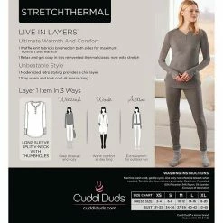 Women's Cuddl Duds® Long Sleeve Split V-Neck Stretch Thermal Top Grey Buffalo Check -Cuddl Duds Shop unnamed file 1309