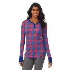 Women's Cuddl Duds® Long Sleeve Split V-Neck Stretch Thermal Top Grey Buffalo Check -Cuddl Duds Shop unnamed file 1314