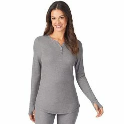 Women's Cuddl Duds® Long Sleeve Split V-Neck Stretch Thermal Top Grey Buffalo Check -Cuddl Duds Shop unnamed file 1316