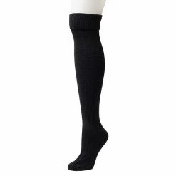 Womens Cuddl Duds Turncuff Seedstitch Diamond Over The Knee Socks Navy Twist -Cuddl Duds Shop unnamed file 1333