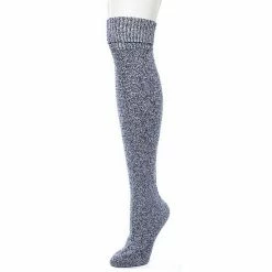 Womens Cuddl Duds Turncuff Seedstitch Diamond Over The Knee Socks Navy Twist -Cuddl Duds Shop unnamed file 1335