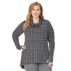 Plus Size Cuddl Duds® Softwear With Stretch Long Sleeve Cowlneck Tunic Top Grape