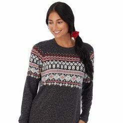 Petite Cuddl Duds 3-pc. Knit Long Sleeve Pajama Top, Banded Bottom Pajama Pants & Scrunchie Set Grey Heather Bear -Cuddl Duds Shop unnamed file 1350