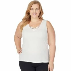 Plus Size Cuddl Duds® SofTech Venice Lace-Trim Tank Wine -Cuddl Duds Shop unnamed file 1374