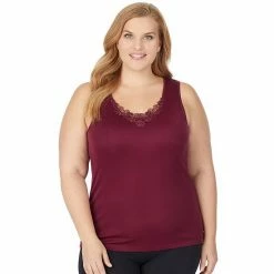 Plus Size Cuddl Duds® SofTech Venice Lace-Trim Tank Wine -Cuddl Duds Shop unnamed file 1375