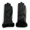 Women's Cuddl Duds® Faux-Fur Cuff Leather Gloves Black Multi