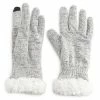 Women's Cuddl Duds® Soft Knit Gloves With Sherpa Cuff Medium Gray
