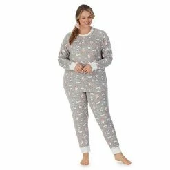 Plus Size Cuddl Duds 3-pc. Knit Long Sleeve Pajama Top, Banded Bottom Pajama Pants & Scrunchie Set Navy Winter Trees -Cuddl Duds Shop unnamed file 1447