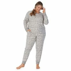 Plus Size Cuddl Duds 3-pc. Knit Long Sleeve Pajama Top, Banded Bottom Pajama Pants & Scrunchie Set Navy Winter Trees -Cuddl Duds Shop unnamed file 1448