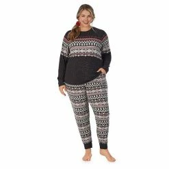 Plus Size Cuddl Duds 3-pc. Knit Long Sleeve Pajama Top, Banded Bottom Pajama Pants & Scrunchie Set Navy Winter Trees -Cuddl Duds Shop unnamed file 1449