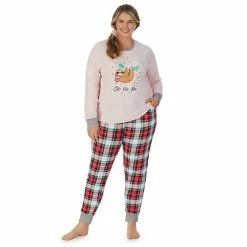 Plus Size Cuddl Duds 3-pc. Knit Long Sleeve Pajama Top, Banded Bottom Pajama Pants & Scrunchie Set Navy Winter Trees -Cuddl Duds Shop unnamed file 1450
