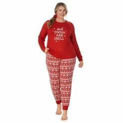 Plus Size Cuddl Duds 3-pc. Knit Long Sleeve Pajama Top, Banded Bottom Pajama Pants & Scrunchie Set Navy Winter Trees -Cuddl Duds Shop unnamed file 1452