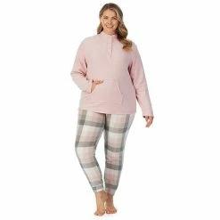 Plus Size Cuddl Duds Fleece Long Sleeve Pajama Top And Banded Bottom Pajama Pants Sleep Set Blush -Cuddl Duds Shop unnamed file 1512