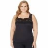 Plus Size Cuddl Duds® SofTech Lace-Trim Squareneck Tank White