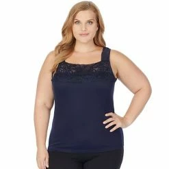 Plus Size Cuddl Duds® SofTech Lace-Trim Squareneck Tank White -Cuddl Duds Shop unnamed file 1544