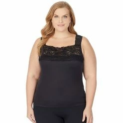 Plus Size Cuddl Duds® SofTech Lace-Trim Squareneck Tank White -Cuddl Duds Shop unnamed file 1546