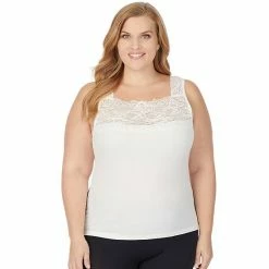 Plus Size Cuddl Duds® SofTech Lace-Trim Squareneck Tank White -Cuddl Duds Shop unnamed file 1547